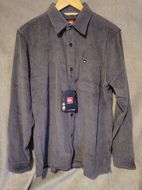 Quiksilver Men's Smoke Trail Cord Longsleeve Shirt Grey Corduroy NWT